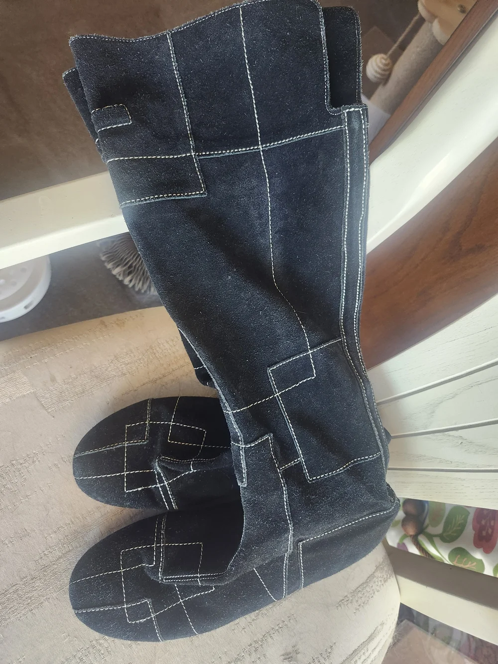 Womens  Black Knee-High Casual Boots
